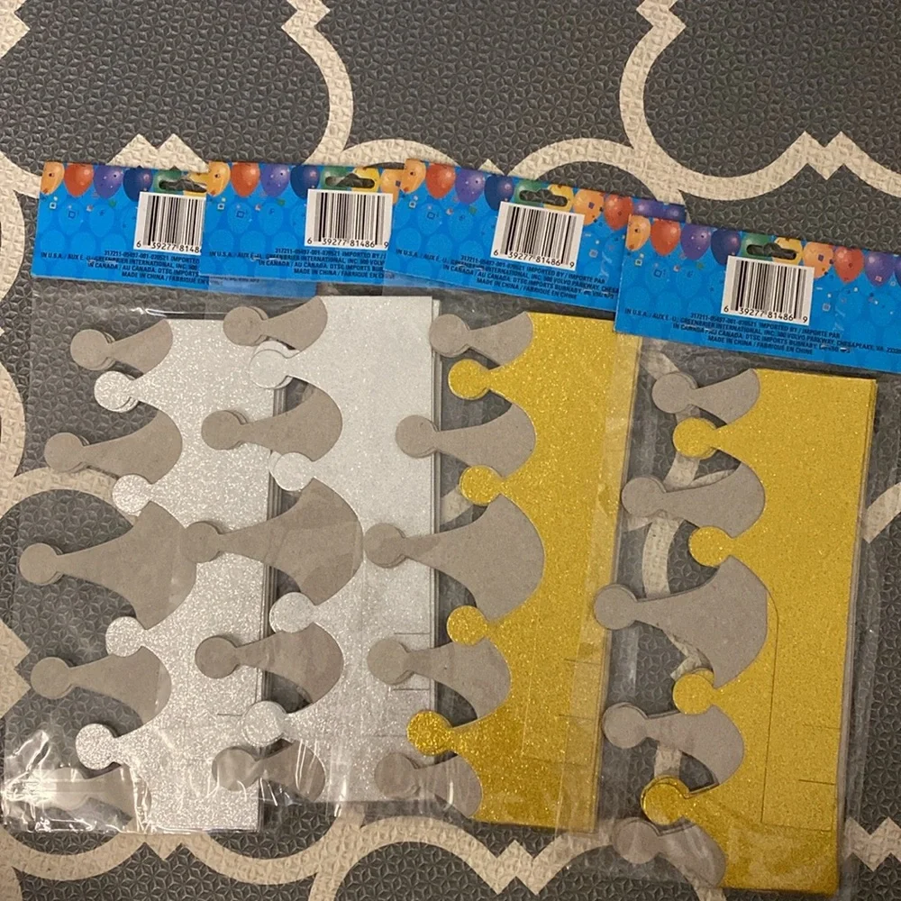 NEW Packs of Gold/Silver Party Crowns - Quantity 20